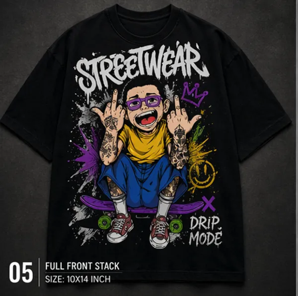 Black_Streetwear_Drip_Mode_Graphic_Oversized_Tee_With_Cartoon_Character_Design_Print_T-Shirt_For_Men
