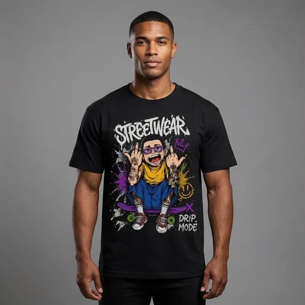 Black_Streetwear_Drip_Mode_Graphic_Oversized_Tee_With_Cartoon_Character_Design_Print_T-Shirt_For_Men