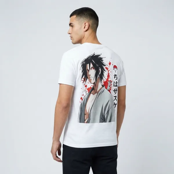 White_Uchiha_Sasuke_Anime_Graphic_Print_T-Shirt_For_Men