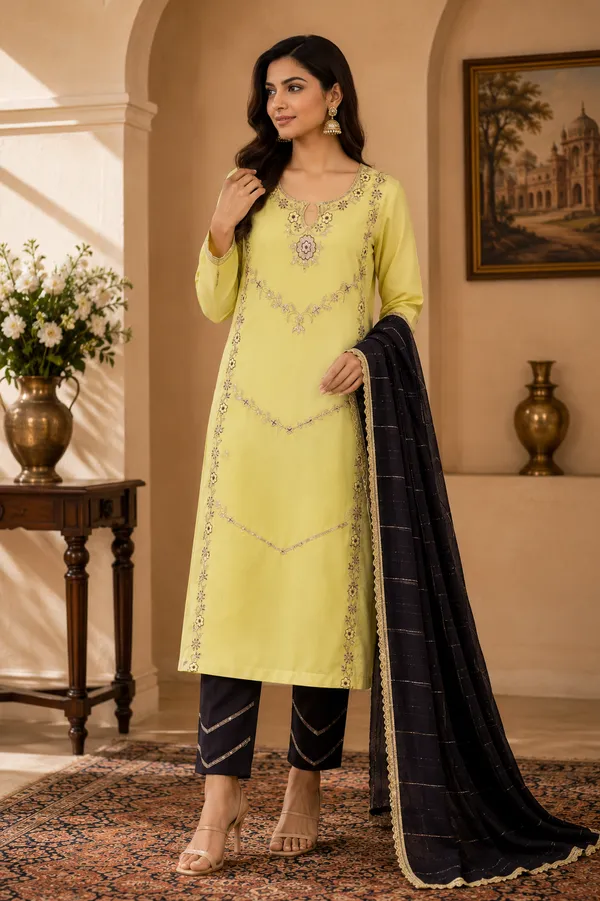 Yellow_Cotton_Unstiched_Suit_Set_For_Women