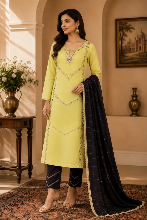 Yellow_Cotton_Unstiched_Suit_Set_For_Women