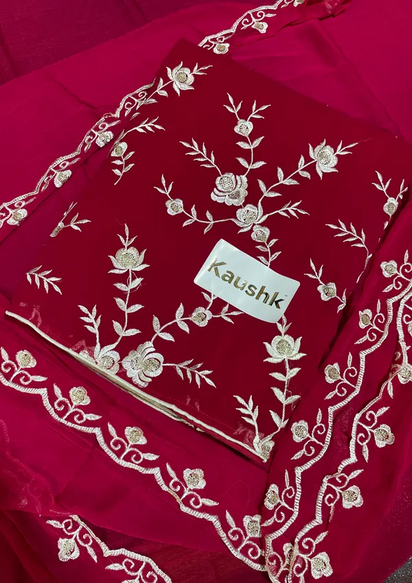 Red_Cotton_Unstiched_Suit_Set_For_Women