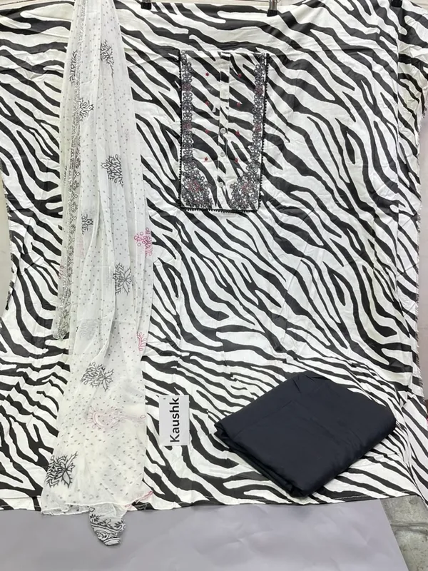 Black_And_White_Cotton_Unstiched_Suit_Set_For_Women