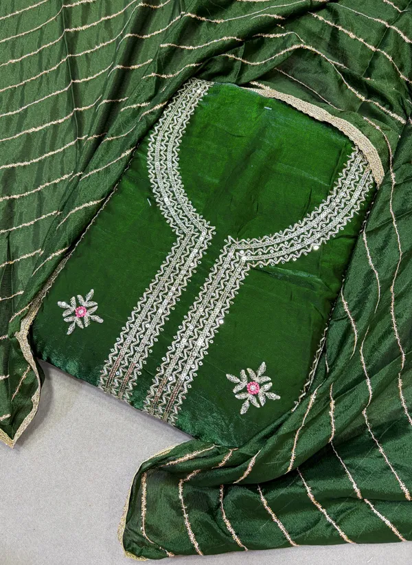 Dark_Green_Cotton_Unstiched_Suit_Set_For_Women