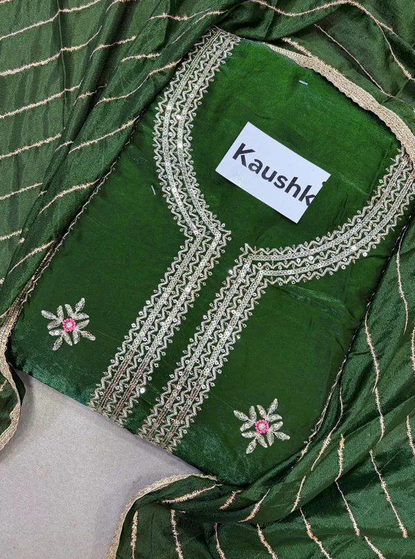 Dark_Green_Cotton_Unstiched_Suit_Set_For_Women