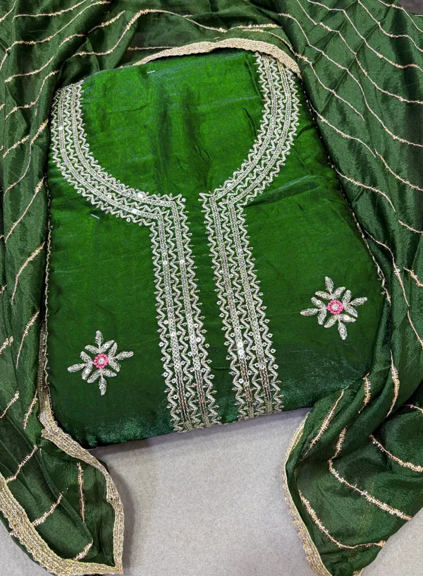 Dark_Green_Cotton_Unstiched_Suit_Set_For_Women