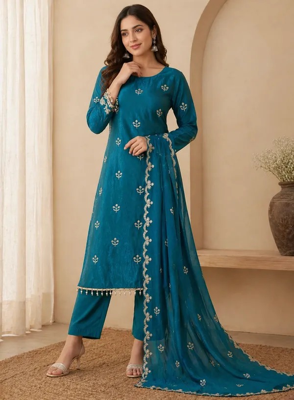 Blue_Cotton_Unstiched_Suit_Set_For_Women