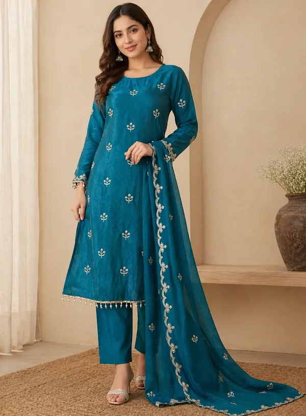 Blue_Cotton_Unstiched_Suit_Set_For_Women