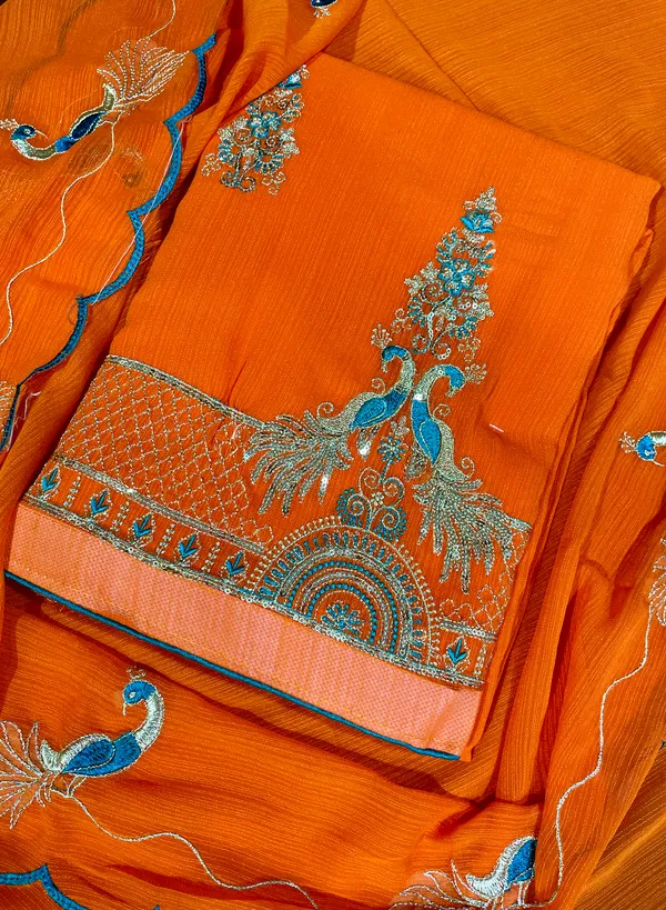 Orange_Cotton_Unstiched_Suit_Set_For_Women