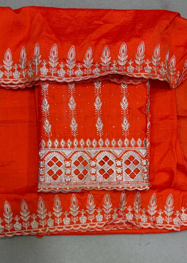 Red_Cotton_Unstiched_Suit_Set_For_Women