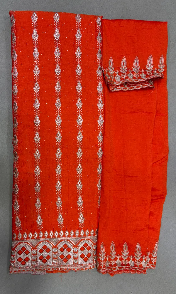 Red_Cotton_Unstiched_Suit_Set_For_Women