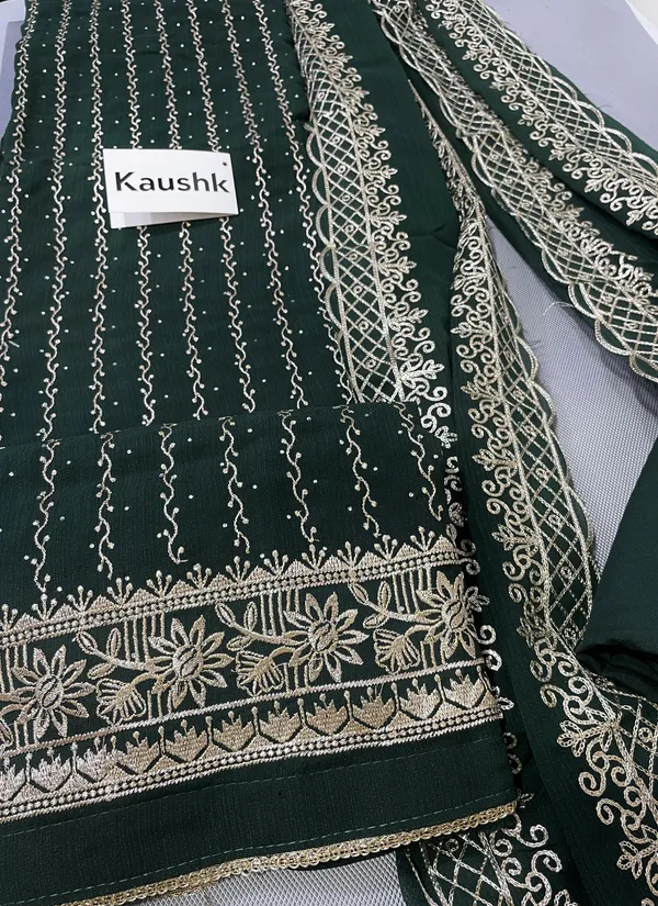 Dark_Green_Cotton_Unstiched_Suit_Set_For_Women
