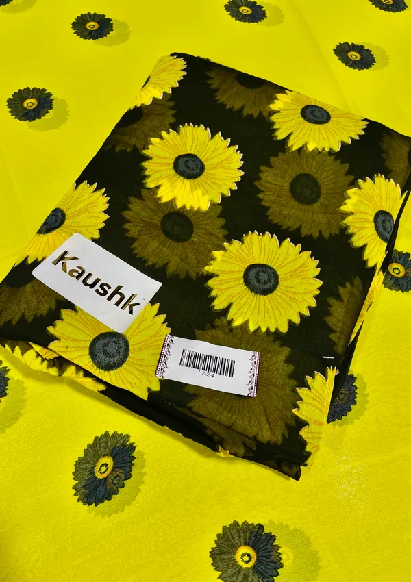 Yellow_And_Black_Cotton_Unstiched_Suit_Set_For_Women