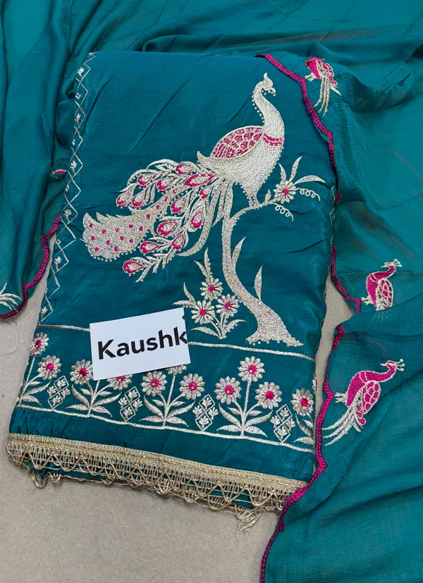 Teal_Cotton_Unstiched_Suit_Set_For_Women