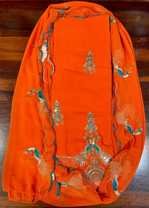 Orange_Cotton_Unstiched_Suit_Set_For_Women