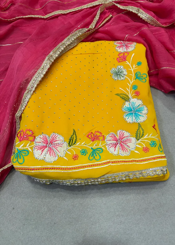 Yellow_Cotton_Unstiched_Suit_Set_For_Women