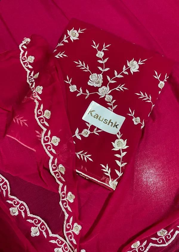 Red_Cotton_Unstiched_Suit_Set_For_Women