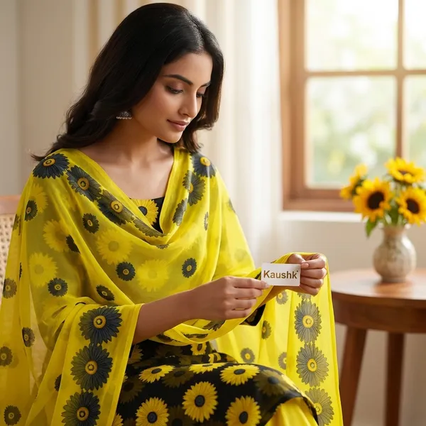 Yellow_And_Black_Cotton_Unstiched_Suit_Set_For_Women