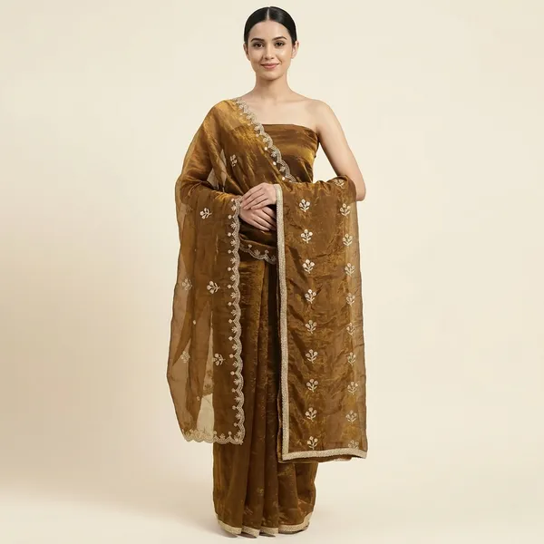 Brown_Cotton_Unstiched_Suit_Set_For_Women