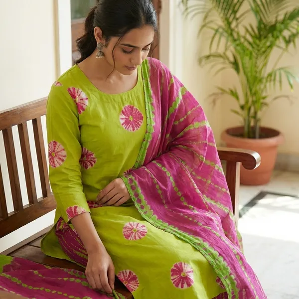 Green_Cotton_Unstiched_Suit_Set_For_Women