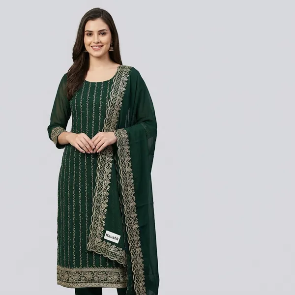 Dark_Green_Cotton_Unstiched_Suit_Set_For_Women