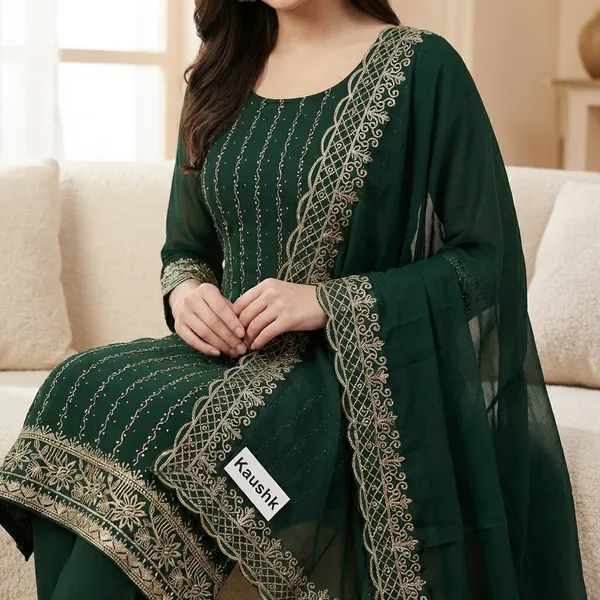 Dark_Green_Cotton_Unstiched_Suit_Set_For_Women