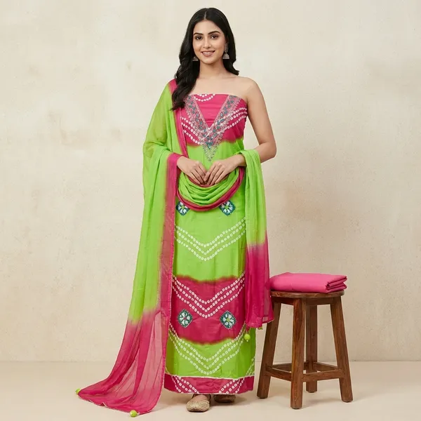 Green_Cotton_Unstiched_Suit_Set_For_Women