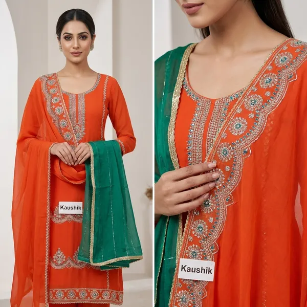 Red_Cotton_Unstiched_Suit_Set_For_Women