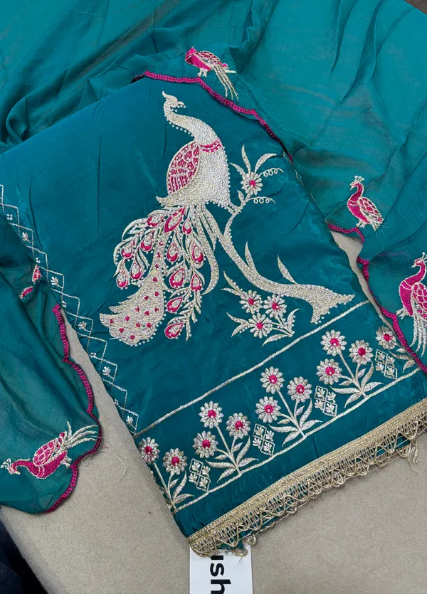 Teal_Cotton_Unstiched_Suit_Set_For_Women