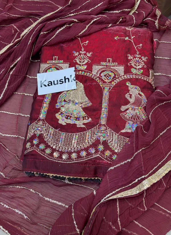 Red_Cotton_Unstiched_Suit_Set_For_Women