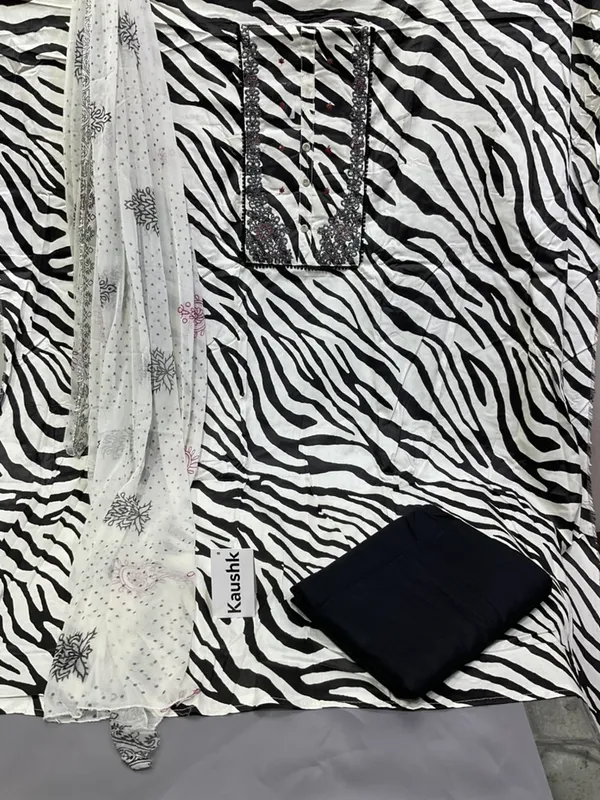 Black_And_White_Cotton_Unstiched_Suit_Set_For_Women
