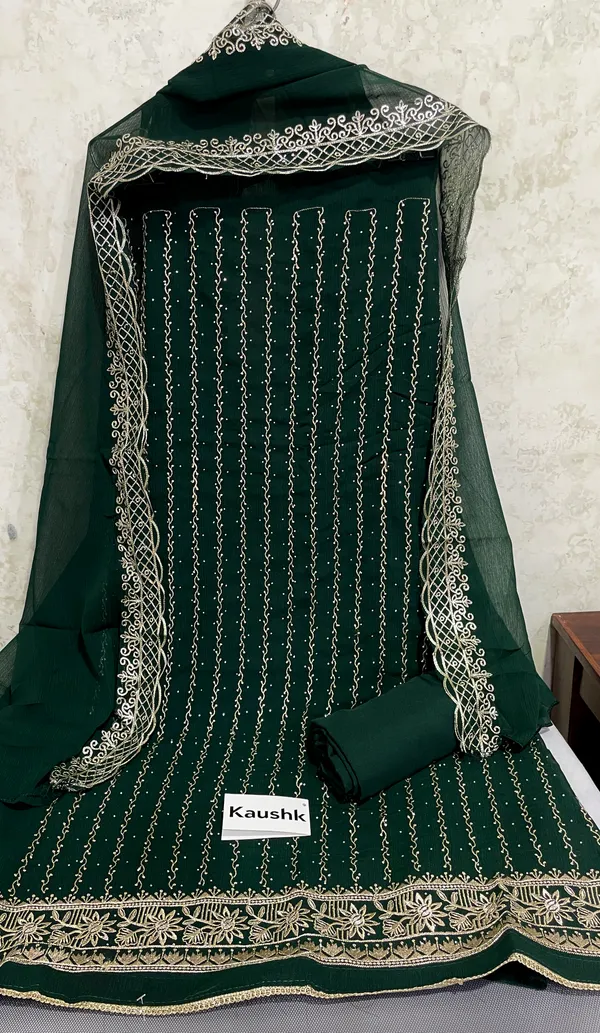 Dark_Green_Cotton_Unstiched_Suit_Set_For_Women
