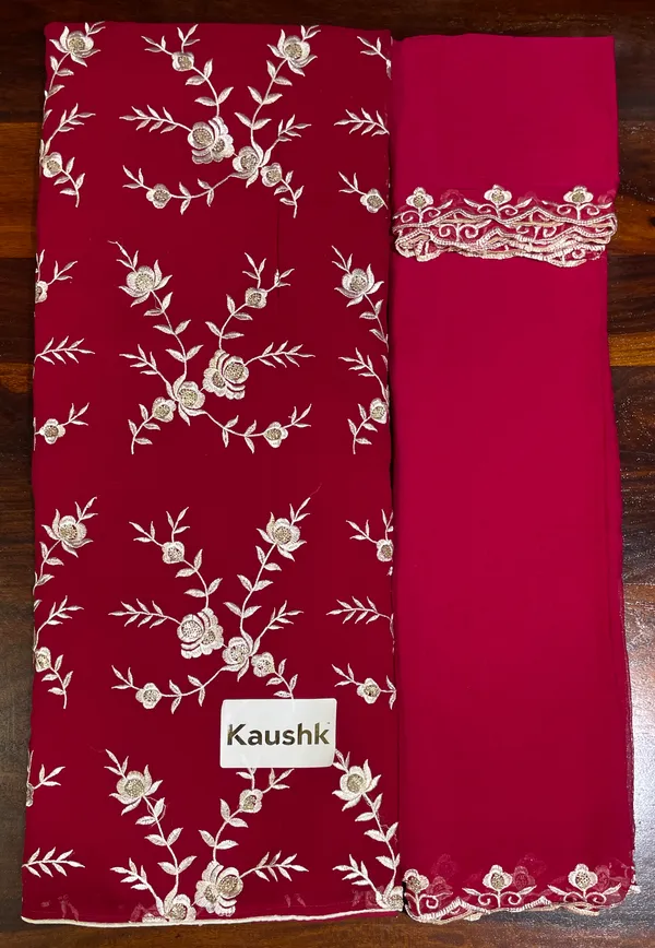 Red_Cotton_Unstiched_Suit_Set_For_Women
