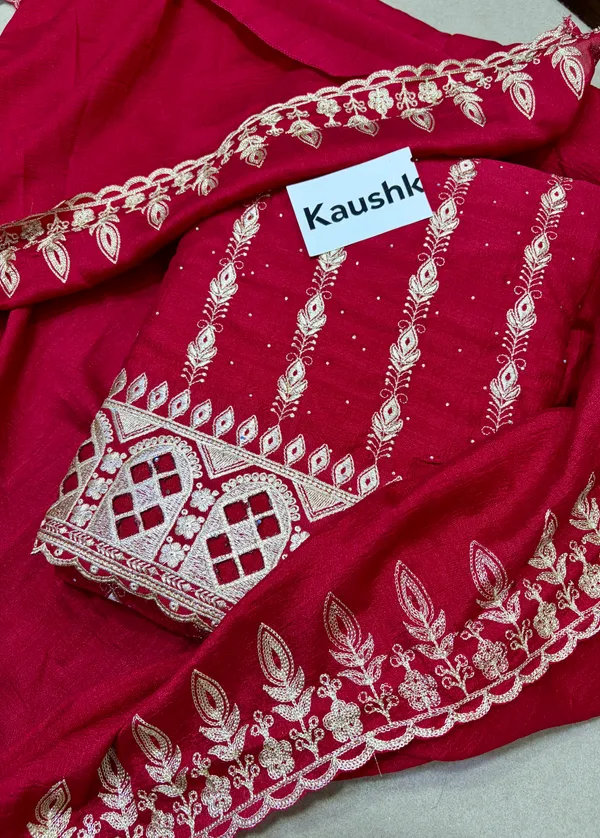 Red_Cotton_Unstiched_Suit_Set_For_Women