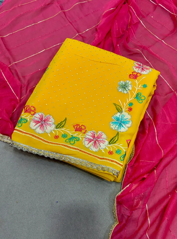 Yellow_Cotton_Unstiched_Suit_Set_For_Women