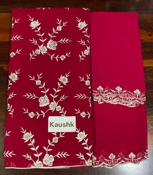 Red_Cotton_Unstiched_Suit_Set_For_Women