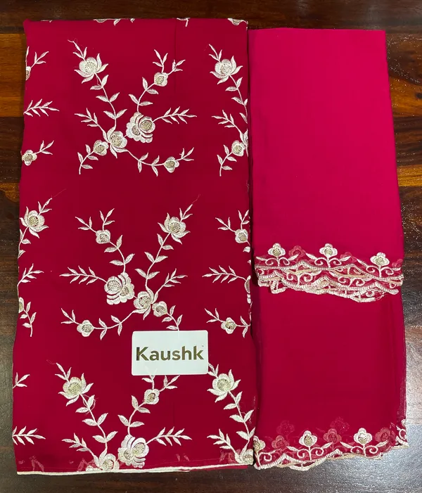 Red_Cotton_Unstiched_Suit_Set_For_Women
