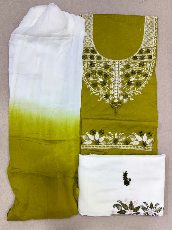 Green_And_White_Cotton_Unstiched_Suit_Set_For_Women