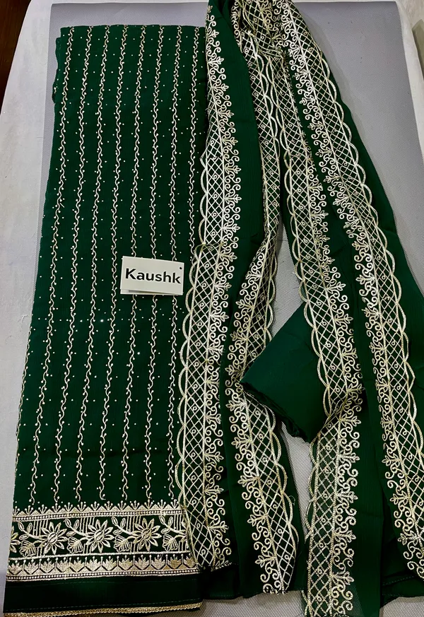 Dark_Green_Cotton_Unstiched_Suit_Set_For_Women