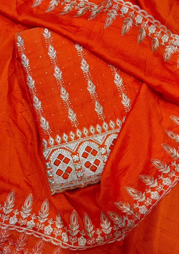 Red_Cotton_Unstiched_Suit_Set_For_Women