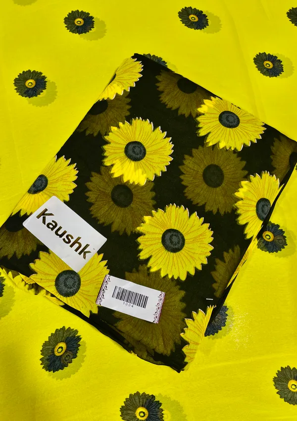 Yellow_And_Black_Cotton_Unstiched_Suit_Set_For_Women