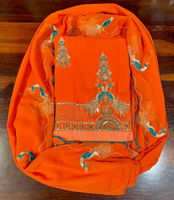 Orange_Cotton_Unstiched_Suit_Set_For_Women