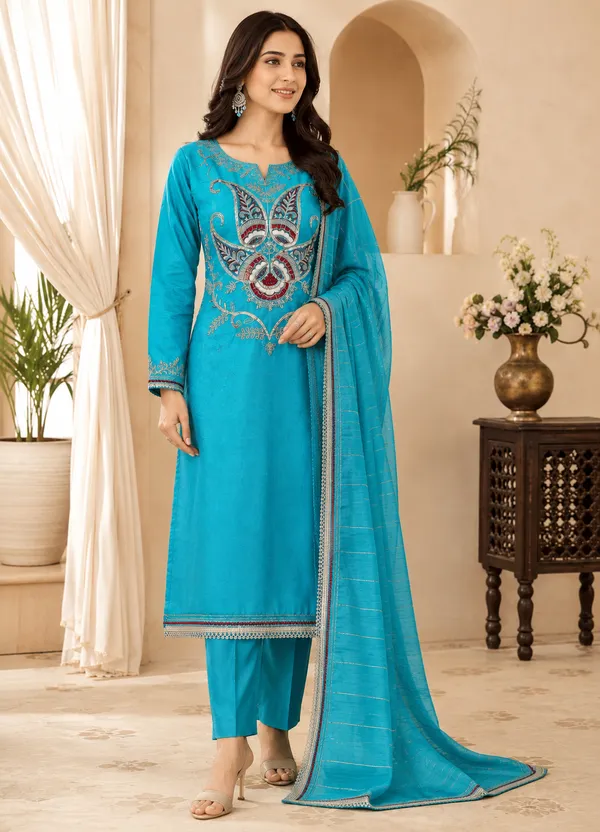 Sky_Blue_Cotton_Unstiched_Suit_Set_For_Women