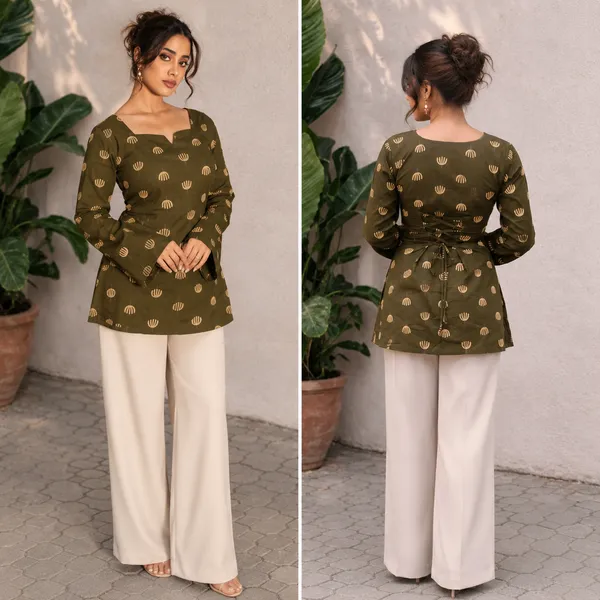 Olive_Green_Printed_Tunic_With_Bell_Sleeves_For_Women