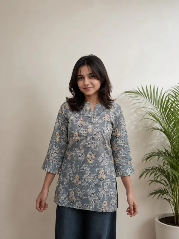 Kurvee_Women_Floral_Print_Pure_Cotton_Straight_Kurta_(GRAY)