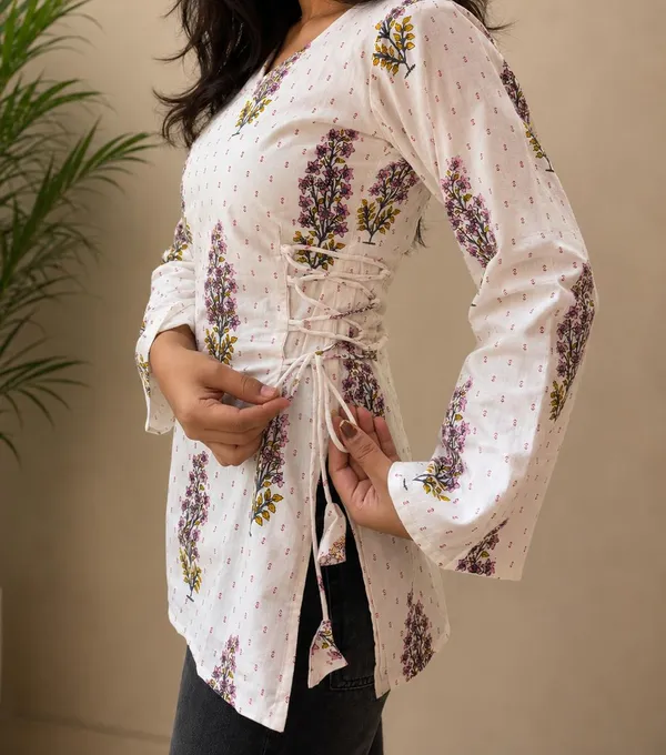 Kurvee_Women_Floral_Print_Corset_Style_Side_Tie-Up_Kurti