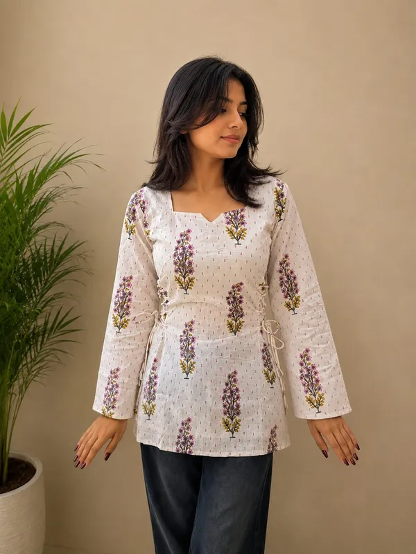 Kurvee_Women_Floral_Print_Corset_Style_Side_Tie-Up_Kurti
