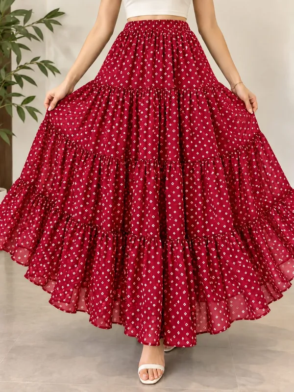 Women_Geometric_Tiered_Maxi_Flared_Skirt