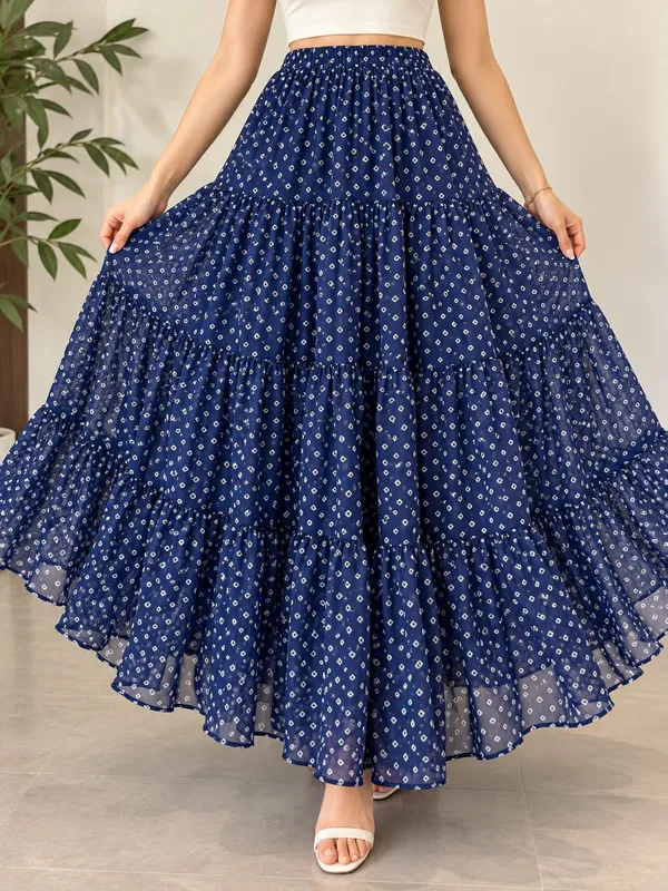 Women_Geometric_Tiered_Maxi_Flared_Skirt