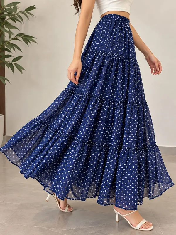 Women_Geometric_Tiered_Maxi_Flared_Skirt